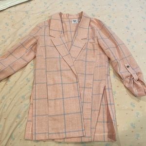 Pink plaid blazer